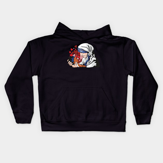 Mother Teresa With Child Kids Hoodie by Jamie Lee Art